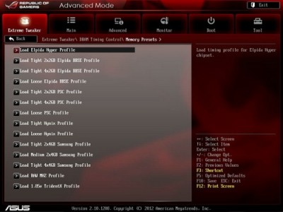 BIOS load profile RAM Timing