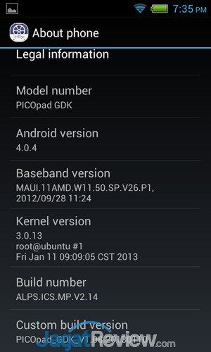 Axioo Picopad 4 - about phone