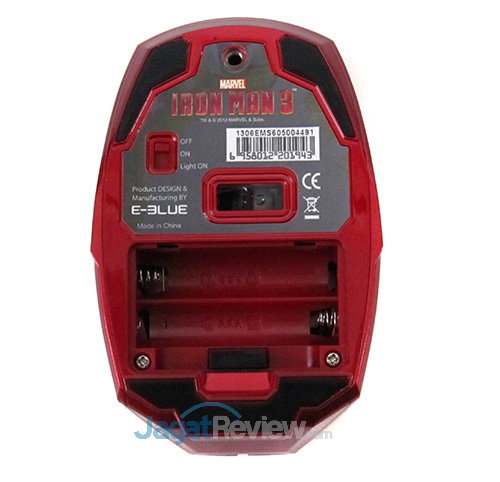 E-Blue Iron Man Mouse - Tempat baterai dan receiver