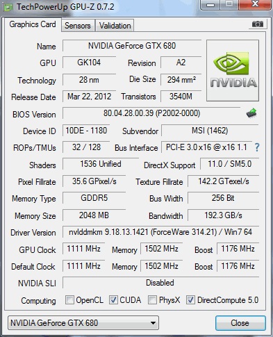 GPU-Z 0.7.2 Hadir Untuk Menyambut Nvidia GeForce GTX 760 32 GPUZ072