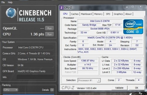 Core i3-2367M Cinebench score - klik untuk memperbesar