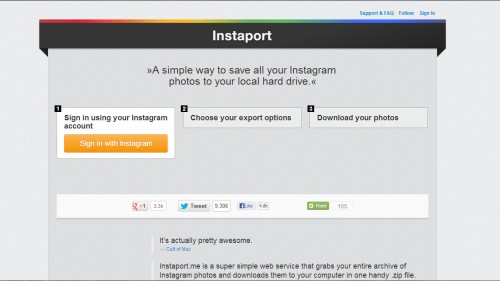 Tips: Backup Foto Instagram Anda 2 instaport-halaman utama