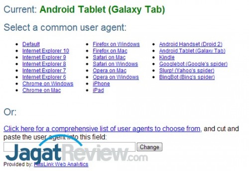Mode Mobile: Internet Kencang dan Kuota Irit 7 Add-on yang kami gunakan, User Agent Switcher dari ToolShack.com, menyediakan banyak preset User Agent yang bisa digunakan.