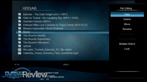 Menu operasi file yang dapat diakses untuk mengkopi atau memindahkan file ke tempat lain.
