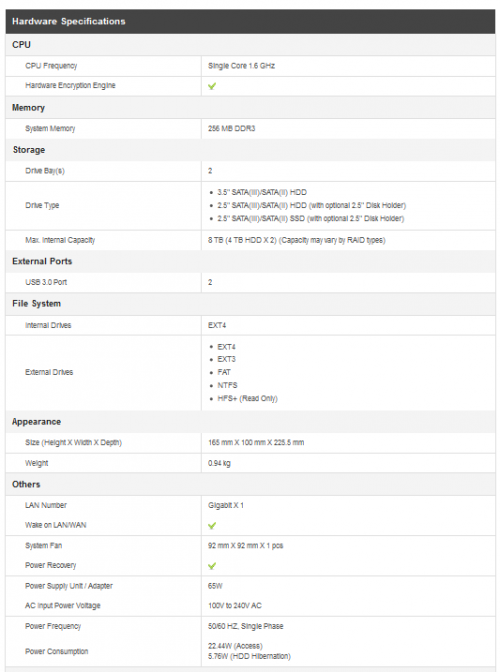 Synology DS213air - Spec