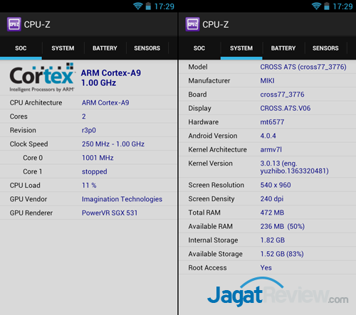 Review Smartphone Cross A7S: MediaTek Dual-Core Murah, Performa Kencang 2 cross a75 cpuz