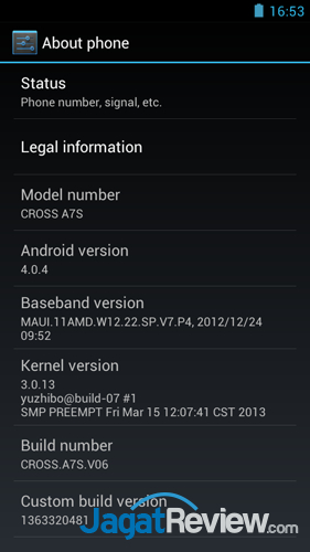 Review Smartphone Cross A7S: MediaTek Dual-Core Murah, Performa Kencang 1 cross a7s menu about