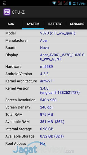 Review Acer Liquid E2: Quad-Core Terjangkau Berlayar 4,5 Inci 1 CPUZ System