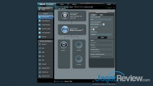 Tampilan utama dari tool manajemen RT-AC68U.