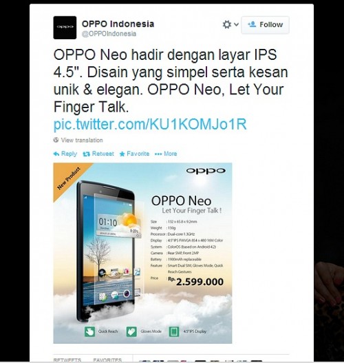 Twitter Oppo Indonesia