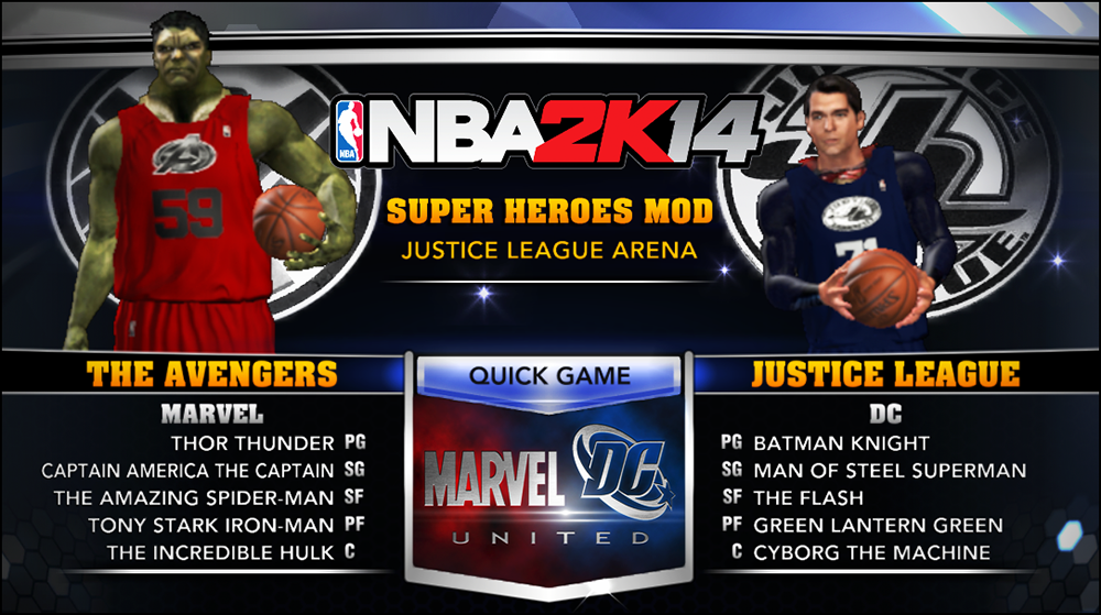 nba 2k14 superheroes mod avengers justice league marvel dc