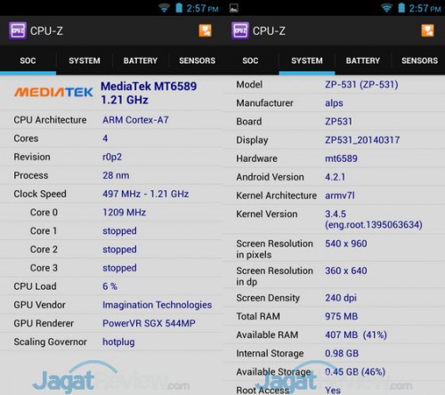 Review Wearnes ZeusPhone ZP-531: Smartphone Android Dua Jutaan Berlayar Besar 4 CPU Z