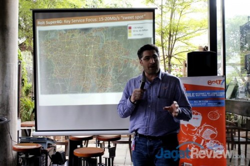 Devid Gubiani, Chief Technology Officer Bolt!, menjelaskan terkait perkembangan jangkauan Bolt! di Jabodetabek.