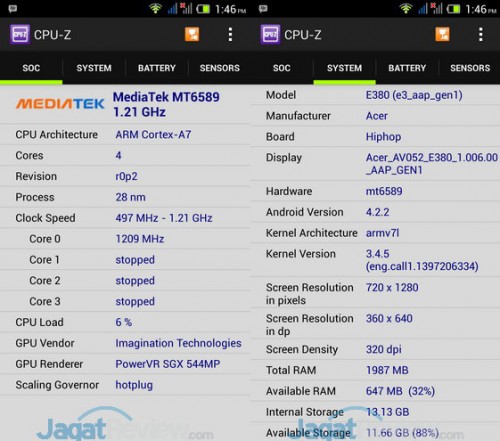 Review Smartphone Android Acer Liquid E3: Sang Penerus dengan Layar 720p dan Kamera 13MP 3 CPUZ Liquid E3