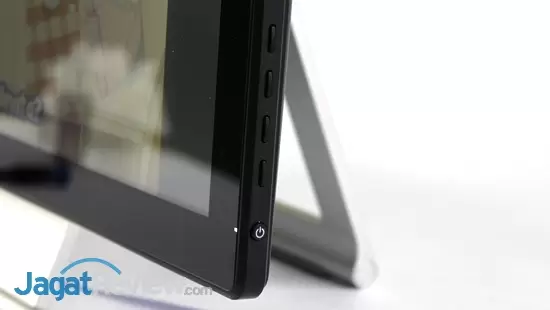 Hands-On Review Dell S2240T: Monitor Touchscreen dengan Stand Fleksibel 4 Konektor yang ada di monitor S2240T, terletak di bagian belakang, menghadap ke bawah, yaitu (kiri ke kanan) Audio Out, USB, power, HDMI, DVI, Analog.