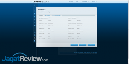 Menu pengaturan Wireless Network