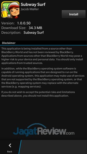 Tips Instal Aplikasi Android pada Blackberry 10 5 BB10 Installation Page