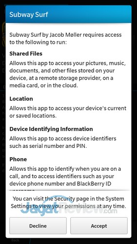 Tips Instal Aplikasi Android pada Blackberry 10 6 BB10 Permission Page