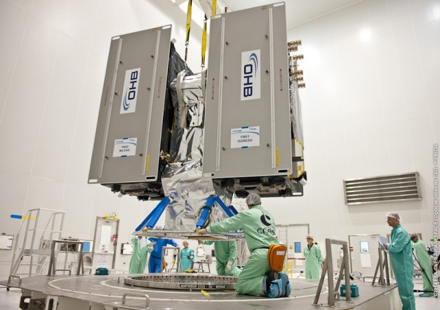 Galileo FOC satellites on their payload dispenser system