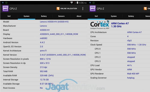 Review Lenovo Tab A8: Tablet Android 8 Inci Quad Core dengan Baterai Mumpuni 3 Lenovo Tab A8 CPUZ