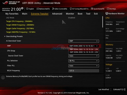 Review Corsair Vengeance LPX 16GB (4x4GB) DDR4-2800Mhz CL16 2 BIOS XMP Setting - klik untuk memperbesar*
