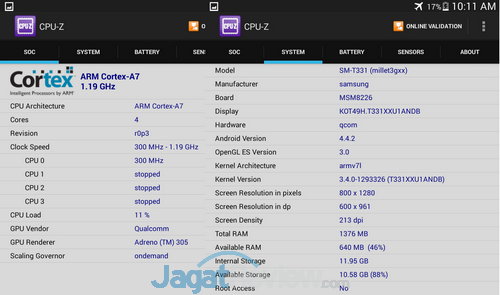 Review Samsung Galaxy Tab 4 8.0: Tablet Android KitKat 8 Inci yang Kaya Fitur 3 Galaxy tab 4 CPUZ