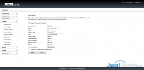 Opsi-opsi pengaturan untuk basic networking dari router ini.