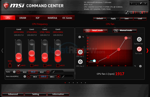 msi z97 gaming 7 command center main menu