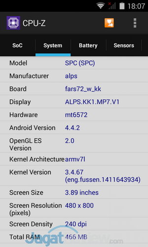 Review SPC S12 Razor: Smartphone Android KitKat 3G Murah dengan Layar IPS 1 SPC S12 Razor CPUZ (3)