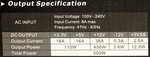 Hands-On PSU Thermaltake TR2 Bronze 500 Watt & 600 Watt 1 spek500