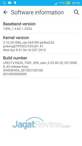 Preview ASUS Zenfone 5 Lollipop: Material Design ZenUi di Intel CloveTrail+ 2 ASUS Zenfone 5 Lollipop - Software Information