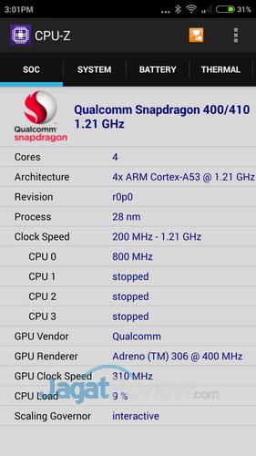 Review Xiaomi Redmi 2: Smartphone Android 4G MIUI 64Bit 2 Xiaomi Redmi 2 - CPUZ CPU