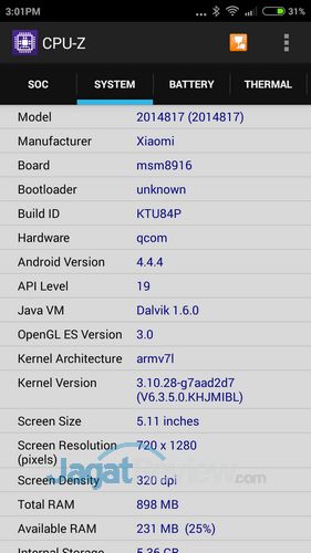 Review Xiaomi Redmi 2: Smartphone Android 4G MIUI 64Bit 3 Xiaomi Redmi 2 - CPUZ SoC