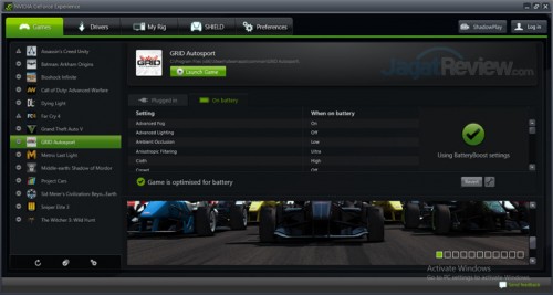 NVIDIA Battery Boost Optimised GFE