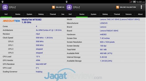 CPU Z Lenovo TAb 2 A7-30