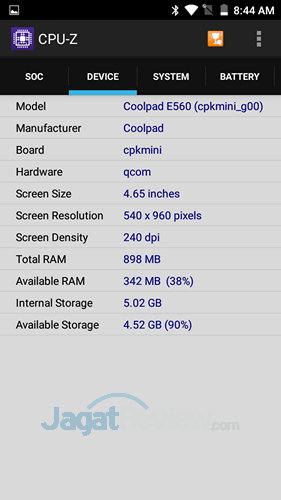 Preview Kinerja CoolPad SkyMini 2 CoolPad SkyMini Preview - CPUZ SoC