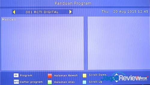 contoh layar navigasi EPG