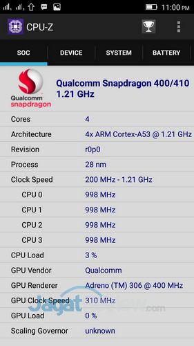 Review Smartphone Android Lenovo S60 3 Lenovo S60 - CPUZ CPU