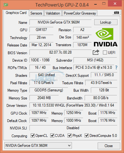 Review VGA Notebook: NVIDIA GeForce GTX 960M 6 NVIDIA GTX 960M GPUZ 01
