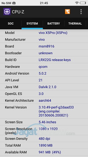 Review Smartphone Android Vivo X5 Pro 4 VIVO X5Pro - CPUZ SoC