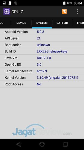 Preview Kinerja Smartphone Android Wiko Highway Pure 3 Wiko Highway Pure Preview - CPUZ OS