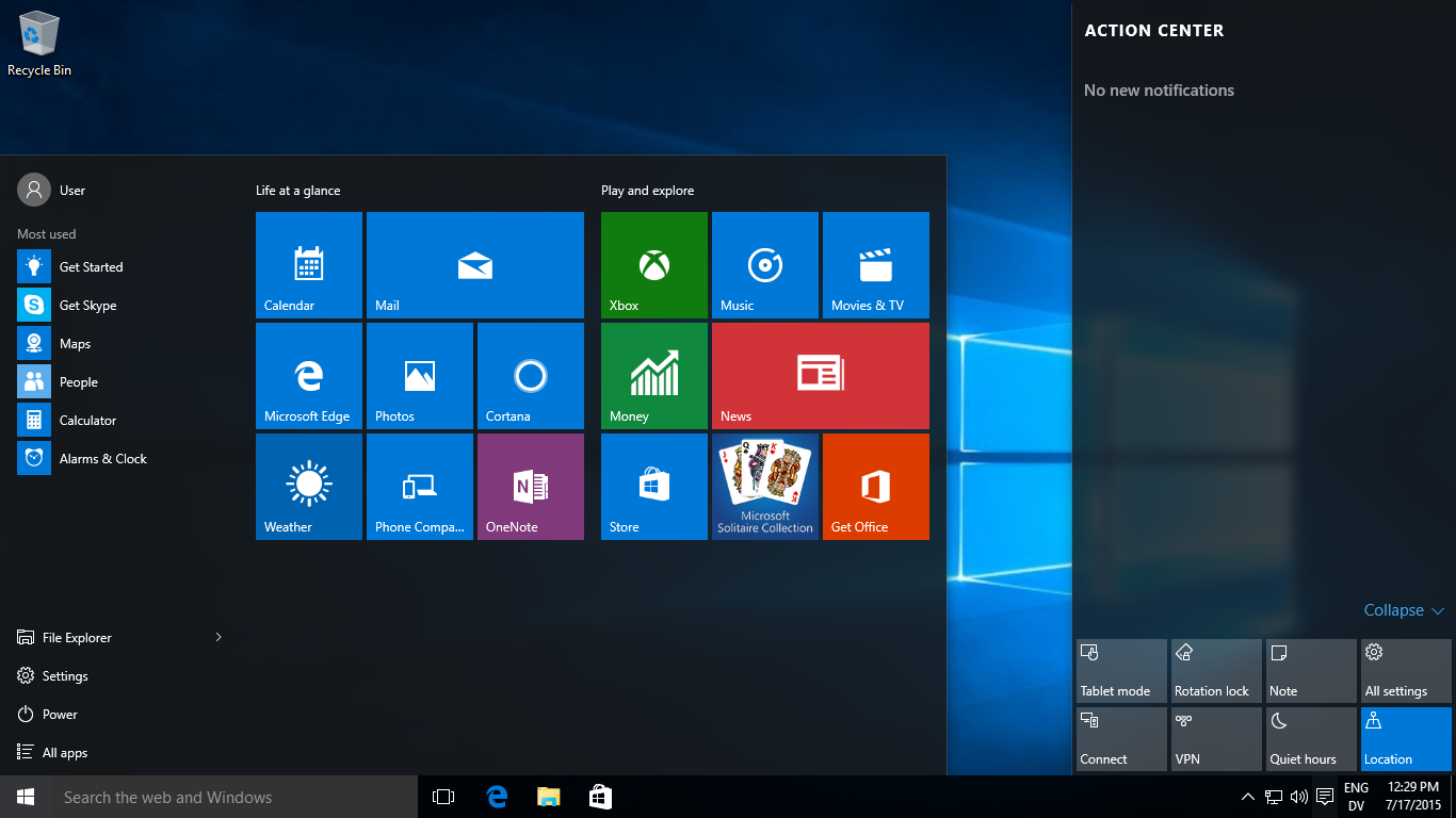 Microsoft  Windows 10 Desktop