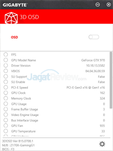 Review Gigabyte Z170X-Gaming G1 3 Gigabyte Z170X-Gaming G1 3D OSD