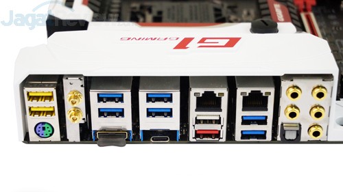 Review Gigabyte Z170X-Gaming G1 2 Gigabyte Z170X-Gaming G1 Backpanel IO