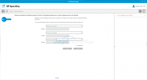 HP EliteDesk 705 G1 Client Security - Home - 02 Password Recovery