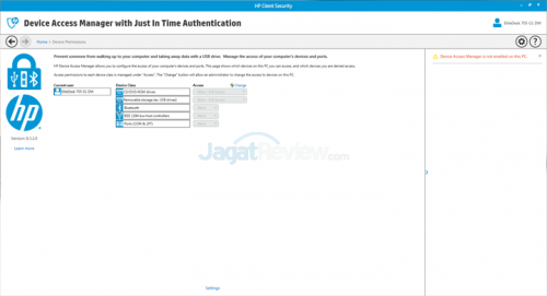 HP EliteDesk 705 G1 Client Security - Home - 11 Device Permissions
