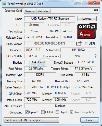 Review Mini PC Desktop: HP EliteDesk 705 G1 DM 5 HP EliteDesk 705 G1 GPUZ