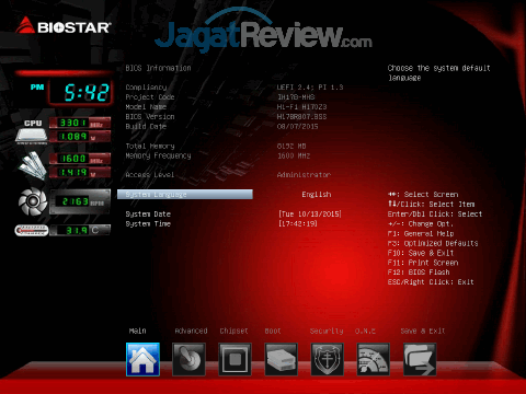 Review: Biostar Hi-Fi H170Z3 1 BIOS