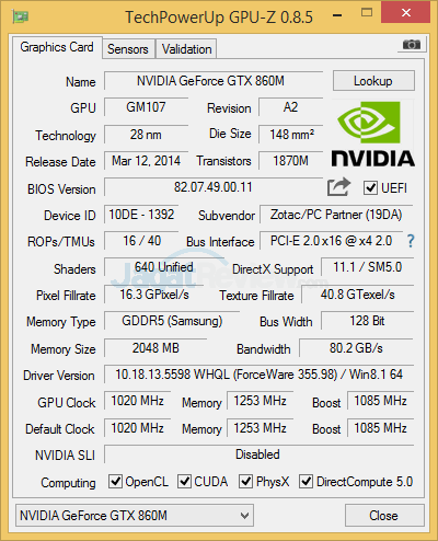 Review Mini PC Desktop Gaming: ZOTAC ZBOX EN860 6 ZOTAC ZBOX EN860 GPUZ