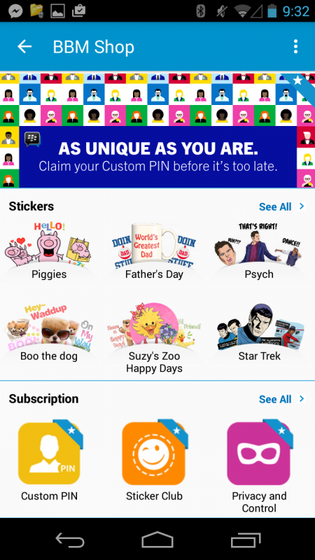 Update BBM Terbaru, PayPal dan Notifikasi ScreenShot 2 sticker club